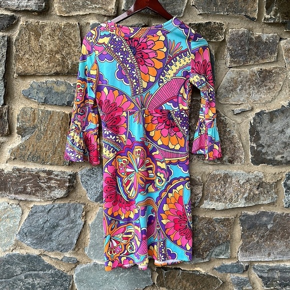 Lilly Pulitzer Silk Blend Women’s Butterfly Groovy Floral Bell Sleeve Dress - Picture 5 of 7